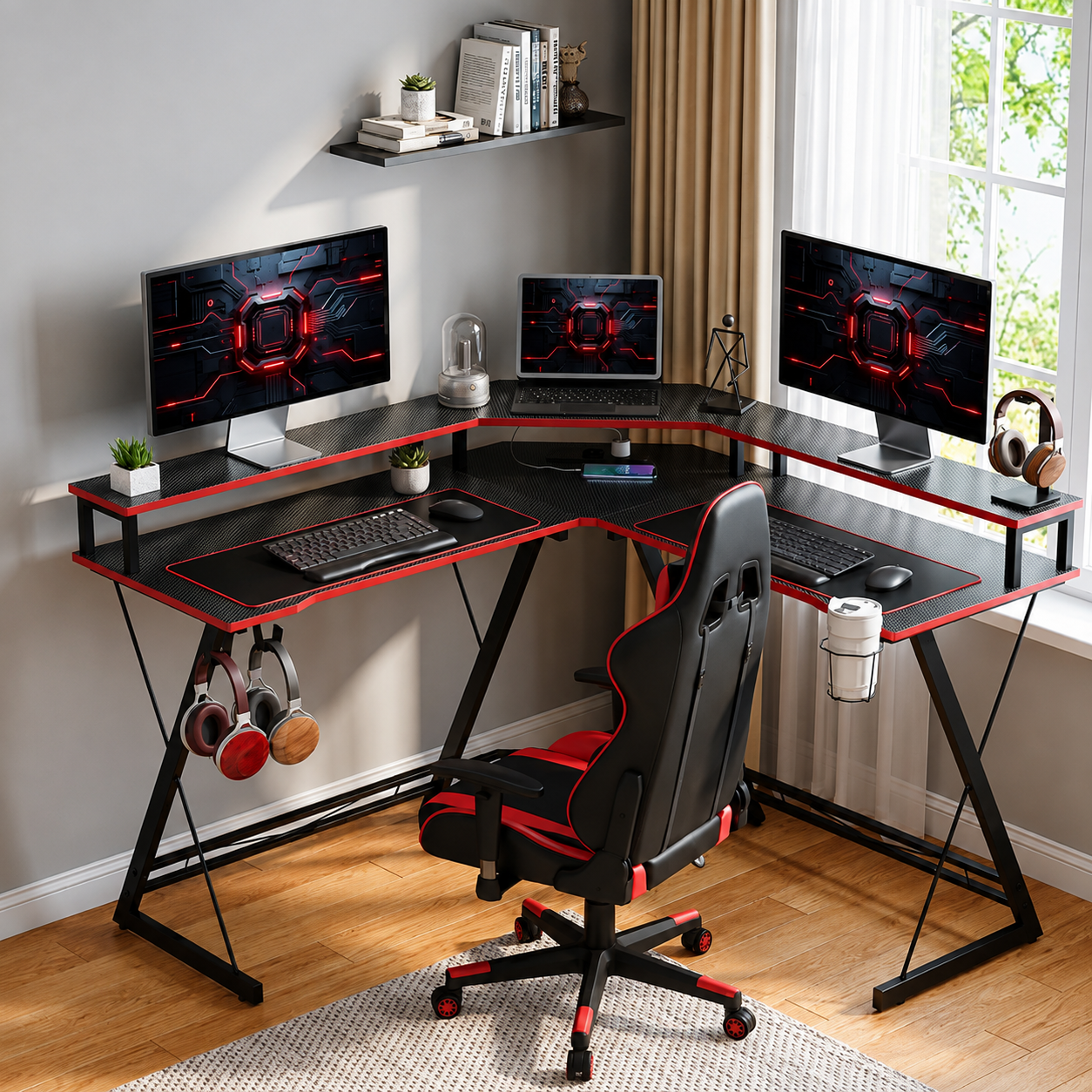 Bureau gaming en L équipé