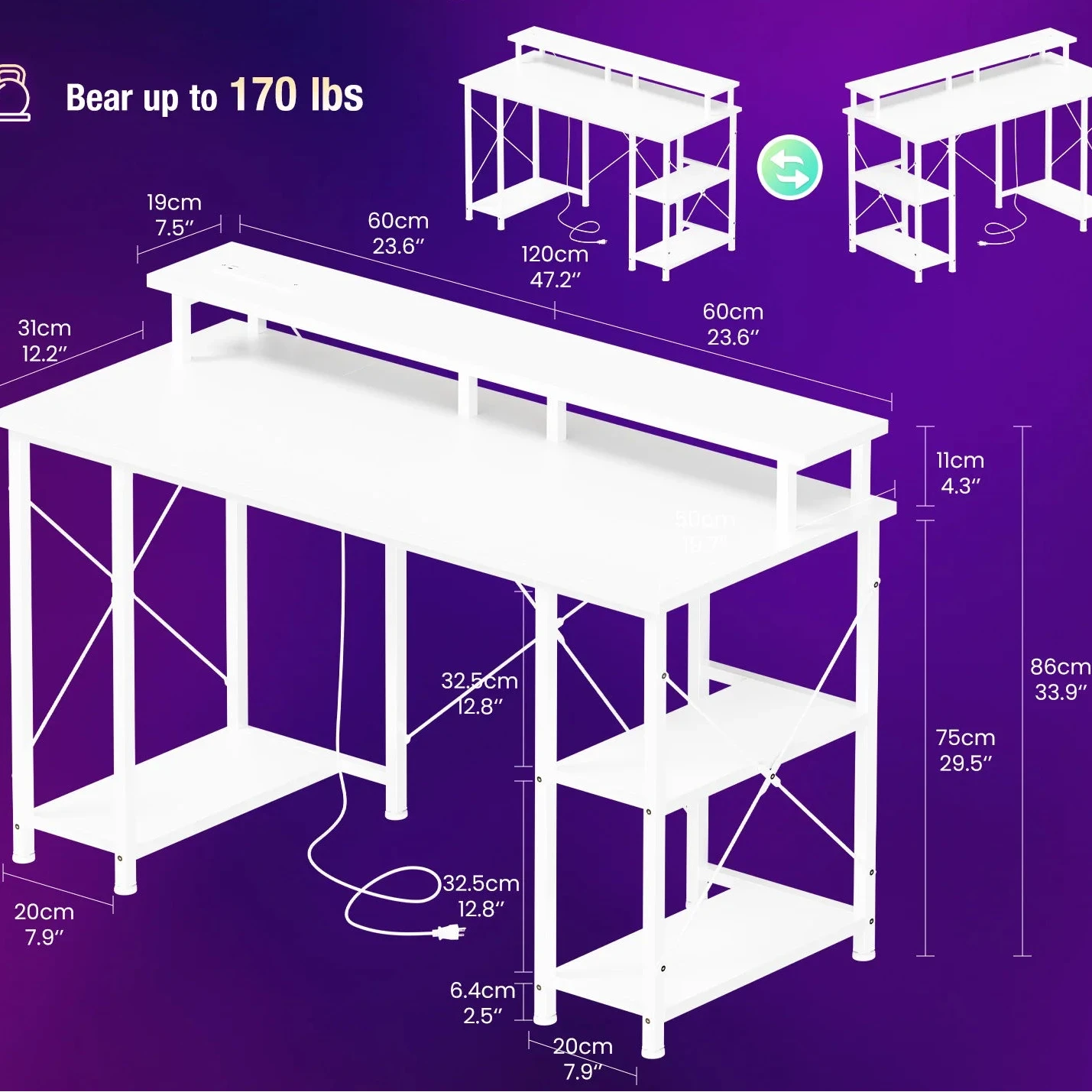 Bureau gaming LED équipé