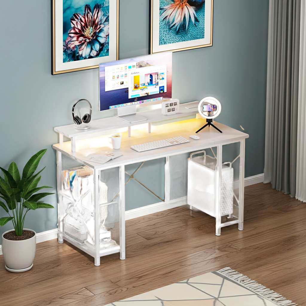 Bureau gaming LED équipé